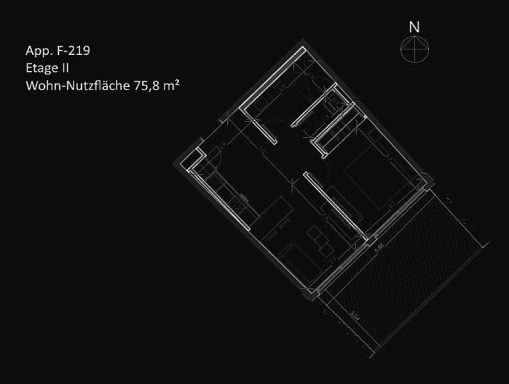 Grundriss der Wohnung 7.211, Fläche 71,8 m², mit Raumaufteilung und Nordpfeil.